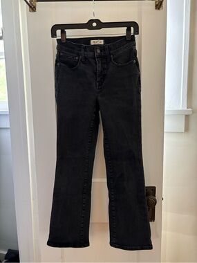 Madewell Black Mid-Rise Kick Out Ankle Flare Jeans